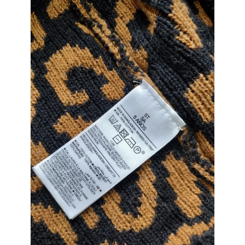 Old Navy Kids 5T Leopard Print‎ Open Front Cardigan Brown Black Cotton Sweater